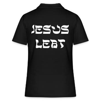 Jesus lebt, christliche bekleidung - Frauen Polo Shirt - Schwarz - Hinten - Ailine (174cm)
