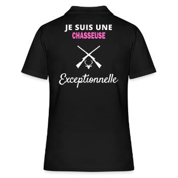 je suis un Exceptionnelle chasseuse - Polo Femme - noir - Dos - Ailine (174cm)