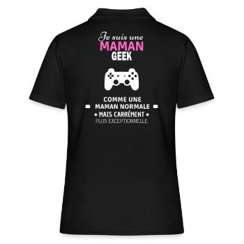 Je suis une maman Geek - Polo Femme - noir - Dos - Ailine (174cm)