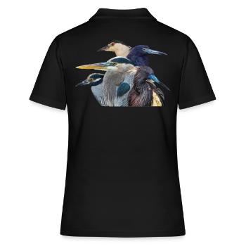 Reiher - Frauen Polo Shirt - Schwarz - Hinten - Ailine (174cm)