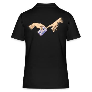 Vaporwave Cassette Gott Aesthetic Synthwave Shirt - Frauen Polo Shirt - Schwarz - Hinten - Ailine (174cm)