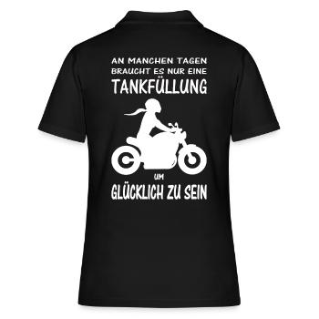 glückliche Motorradfahrerin Chopper Motorrad Frau - Frauen Polo Shirt - Schwarz - Hinten - Ailine (174cm)