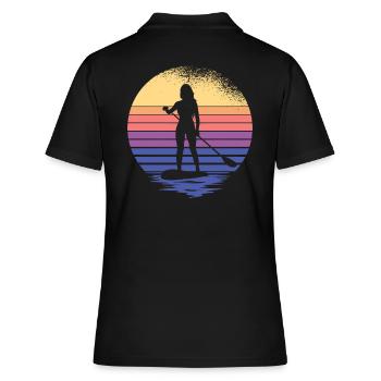 SUP Damen Paddelsurfer Stand Up Paddle supboard - Frauen Polo Shirt - Schwarz - Hinten - Ailine (174cm)