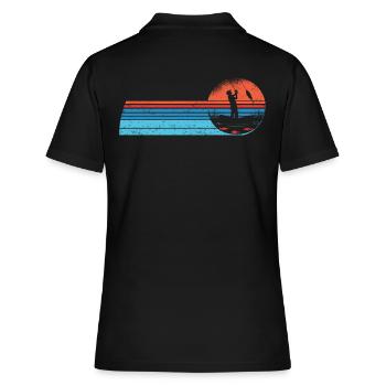Angler Angelboot Fliegenflischen Rute Angeln - Frauen Polo Shirt - Schwarz - Hinten - Ailine (174cm)