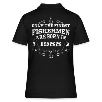 Angler born 1988 birthday - Women's Polo Shirt - black - Back - Ailine (174cm)