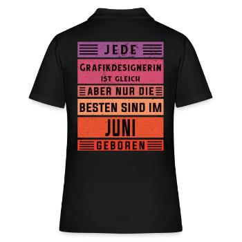 Illustrator Geburtstag Juni geboren - Frauen Polo Shirt - Schwarz - Hinten - Ailine (174cm)