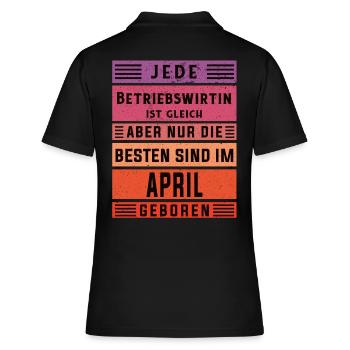 BWL Geburtstag April geboren Betriebswirtin - Frauen Polo Shirt - Schwarz - Hinten - Ailine (174cm)