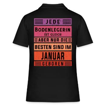 Parkett-Teppich Geburtstag Januar geboren - Frauen Polo Shirt - Schwarz - Hinten - Ailine (174cm)