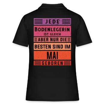 Parkett-Teppich Geburtstag Mai geboren - Frauen Polo Shirt - Schwarz - Hinten - Ailine (174cm)