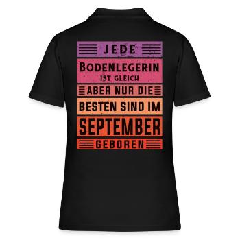 Parkett-Teppich Geburtstag September geboren - Frauen Polo Shirt - Schwarz - Hinten - Ailine (174cm)