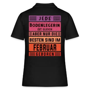 Parkett-Teppich Geburtstag Februar geboren - Frauen Polo Shirt - Schwarz - Hinten - Ailine (174cm)