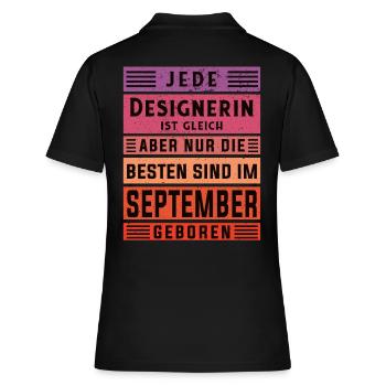 Illustrator Geburtstag September geboren - Frauen Polo Shirt - Schwarz - Hinten - Ailine (174cm)