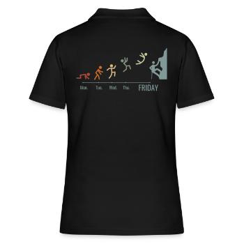 Bouldern Klettersport Felsklettern Bergsteigen - Frauen Polo Shirt - Schwarz - Hinten - Ailine (174cm)