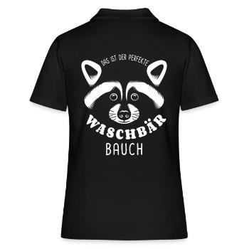 Waschbär Bauch - Waschbrett Bauch Sport Geschenk - Frauen Polo Shirt - Schwarz - Hinten - Ailine (174cm)