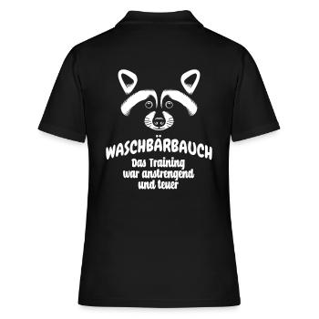 Waschbär Bauch - Waschbrett Bauch Sport Geschenk - Frauen Polo Shirt - Schwarz - Hinten - Ailine (174cm)