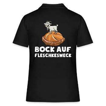 Bock auf Fleschkesweck - Spruch - Saar Pfalz - Frauen Polo Shirt - Schwarz - Hinten - Ailine (174cm)