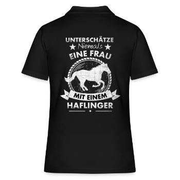 Pferd Norweger Pony Haflinger Islandpferd Geschenk - Frauen Polo Shirt - Schwarz - Hinten - Ailine (174cm)