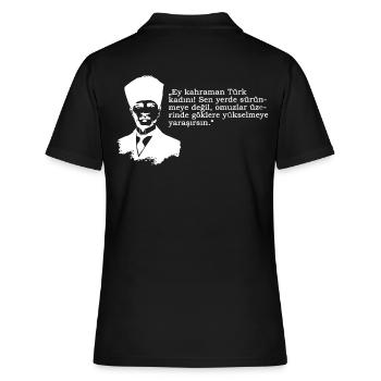 Mustafa Kemal Atatürk Söz Saying Proverbs - Women's Polo Shirt - black - Back - Ailine (174cm)