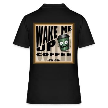 WAKE ME UP COFFEE - Frauen Polo Shirt - Schwarz - Hinten - Ailine (174cm)