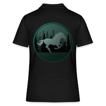 Pferd Pferde Reiten Reitsport Pony Western Shirt - Frauen Polo Shirt - Schwarz - Hinten - Ailine (174cm)