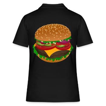 Leckerer Burger Genuss - Frauen Polo Shirt - Schwarz - Hinten - Ailine (174cm)