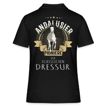 Andalusier Pioniere der klassischen Dressur - Frauen Polo Shirt - Schwarz - Hinten - Ailine (174cm)