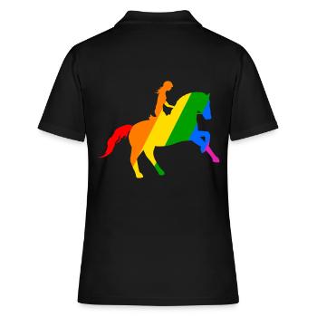 Reitsport: Freiheit im Sattel - Frauen Polo Shirt - Schwarz - Hinten - Ailine (174cm)