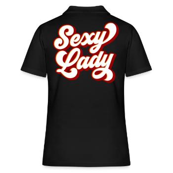 Sexy Lady | Farben änderbar - Frauen Polo Shirt - Schwarz - Hinten - Ailine (174cm)