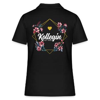 Kollegin mit Herz - Frauen Polo Shirt - Schwarz - Hinten - Ailine (174cm)