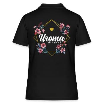Uroma mit Herz - Frauen Polo Shirt - Schwarz - Hinten - Ailine (174cm)