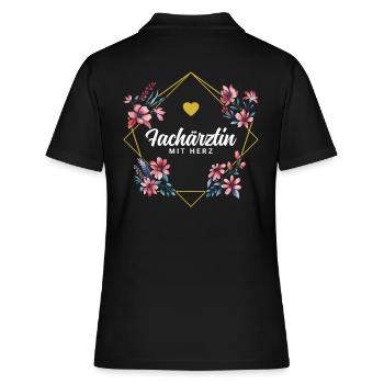 Fachärztin mit Herz - Frauen Polo Shirt - Schwarz - Hinten - Ailine (174cm)