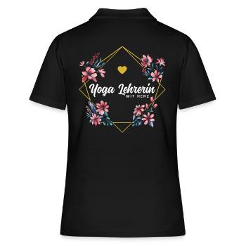Yoga Lehrerin mit Herz - Frauen Polo Shirt - Schwarz - Hinten - Ailine (174cm)