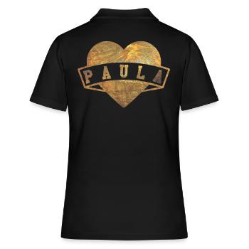 Paula Herzen Gold - Frauen Polo Shirt - Schwarz - Hinten - Ailine (174cm)