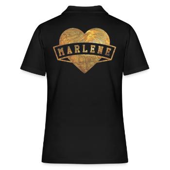 Marlene Herzen Gold - Frauen Polo Shirt - Schwarz - Hinten - Ailine (174cm)