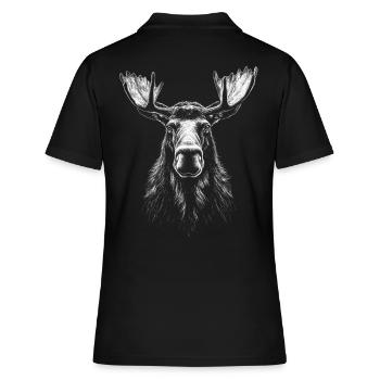 Renne Portrait Orignal Animaux Faune Animale - Polo Femme - noir - Dos - Ailine (174cm)