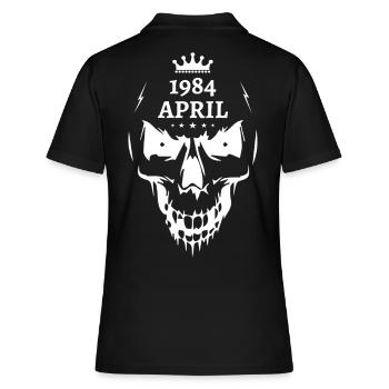 April 1984 Totenkopf - Frauen Polo Shirt - Schwarz - Hinten - Ailine (174cm)