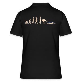 Evolution Schwimmen vom Affen zum Schwimmer - Frauen Polo Shirt - Schwarz - Hinten - Ailine (174cm)