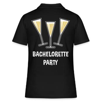 Bachelorette Party (Sektgläser Trichter Zu / 3C) - Frauen Polo Shirt - Schwarz - Hinten - Ailine (174cm)
