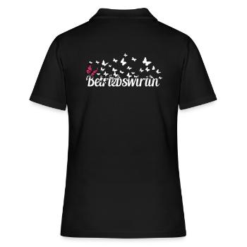 BWL Kollegin Schmetterlinge Betriebswirtin - Frauen Polo Shirt - Schwarz - Hinten - Ailine (174cm)