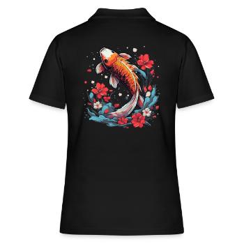 Koi Fish Koi carpe Koi Garden Pond Koi - Polo Femme - noir - Dos - Ailine (174cm)