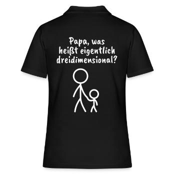 Strichmännchen - Spruch - Dimension - Ironie - Frauen Polo Shirt - Schwarz - Hinten - Ailine (174cm)