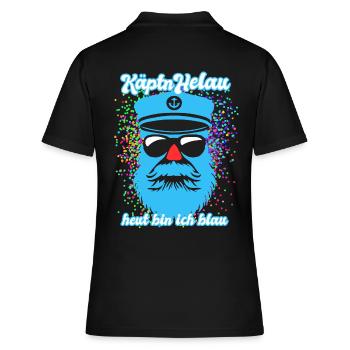 Fastnacht - Karneval - Kapitän Helau - Spruch - Frauen Polo Shirt - Schwarz - Hinten - Ailine (174cm)