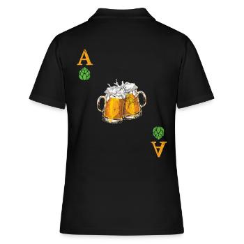Hopfen ist Trumpf - Bier - As - Spielkarte - Frauen Polo Shirt - Schwarz - Hinten - Ailine (174cm)