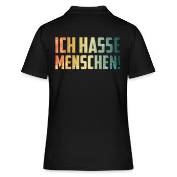 Ich hasse Menschen - Frauen Polo Shirt - Schwarz - Hinten - Ailine (174cm)