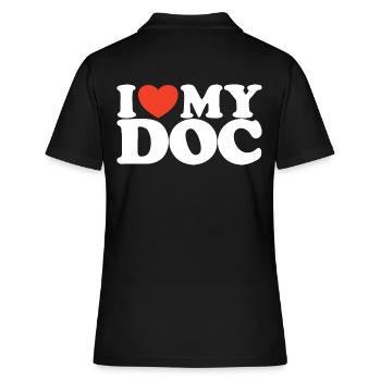 I love My doc Herz Shirt - Frauen Polo Shirt - Schwarz - Hinten - Ailine (174cm)