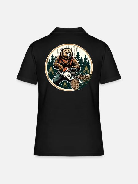 Bûcheron Bear Power et nature en harmonie - Polo Femme - noir