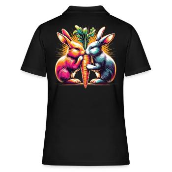 Bunny Love Bunnies Nibble Carrot Carrot Street Art - Women's Polo Shirt - black - Back - Ailine (174cm)