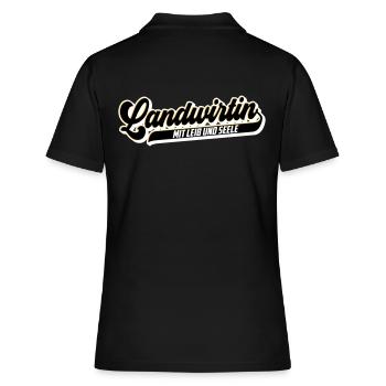 Landwirtin mit Leib & Seele | Farben änderbar - Frauen Polo Shirt - Schwarz - Hinten - Ailine (174cm)