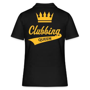 Clubbing Queen (Party / Feiern / Tanzen / Gold) - Frauen Polo Shirt - Schwarz - Hinten - Ailine (174cm)
