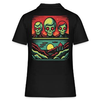 Invasion de Skull Faces Aliens - Polo Femme - noir - Dos - Ailine (174cm)